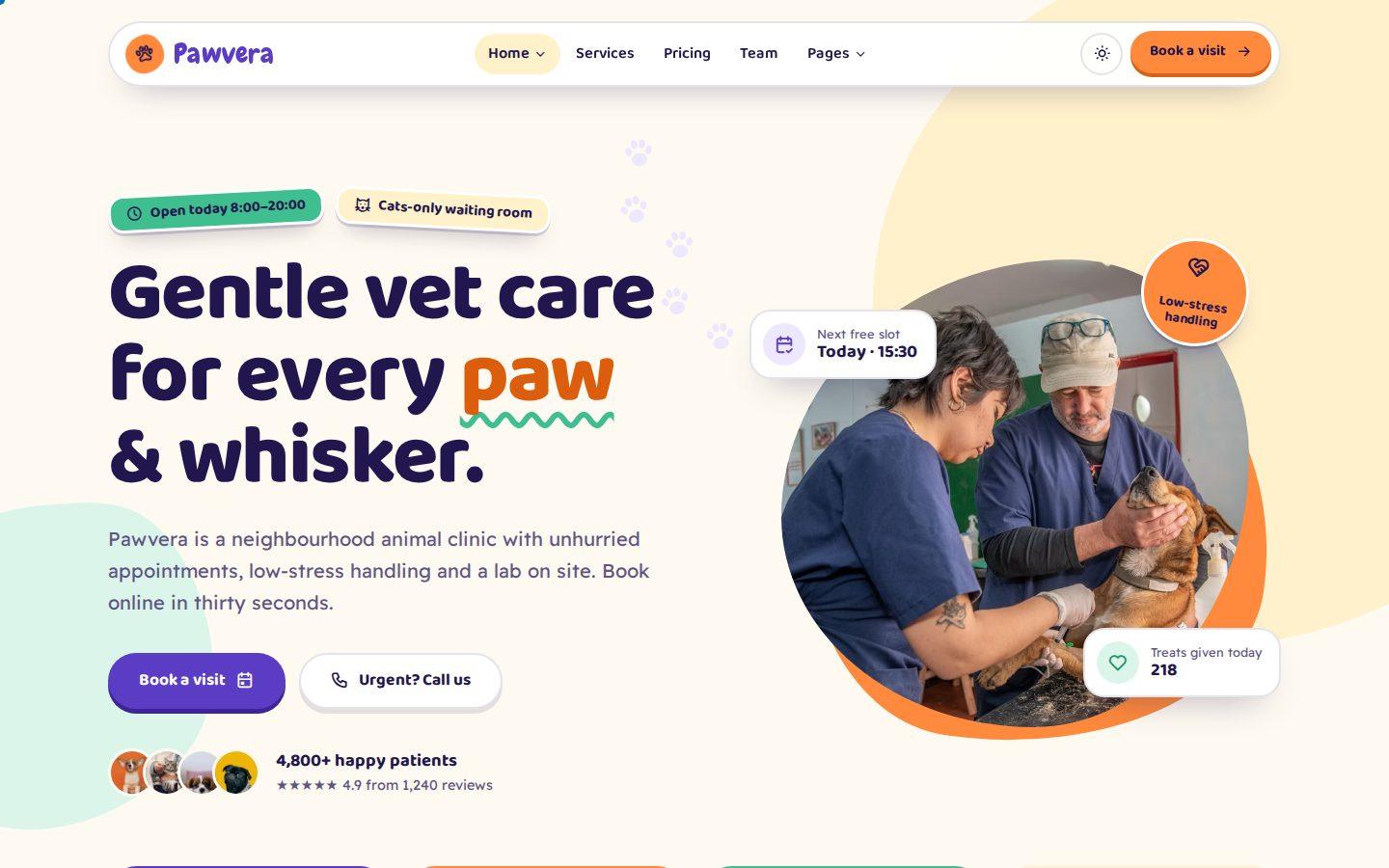 Pawvera home page preview